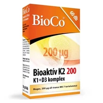 BioCo Bioaktív K2 200µg K1+D3 komplex tabletta 60db