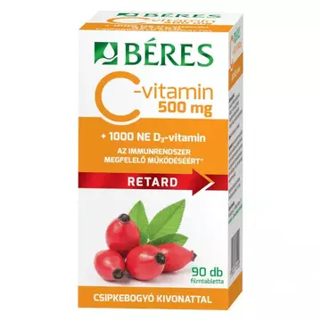 Béres Retard C-vitamin 500mg + D3-vitamin 1000NE filmtabletta 90db