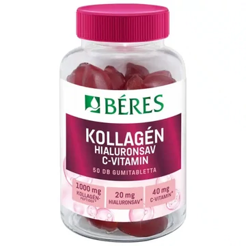 Béres Kollagén+Hialuronsav+C-vitamin gumitabletta 50db
