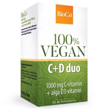 BioCo 100% Vegan C+D Duo C-vitamin 1000mg+alga D3-vitamin tabletta 90db