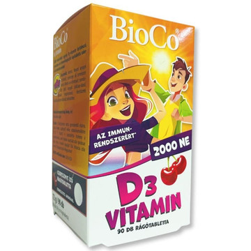 BioCo D3-vitamin 2000NE cseresznyés rágótabletta 90db