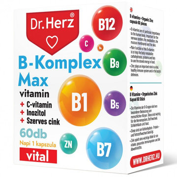 Dr. Herz B-Komplex Max+C-vitamin+Inozitol+Szerves Cink kapszula 60db