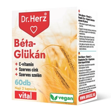 Dr. Herz Béta-Glükán+Szerves Cink, Szelén+C-vitamin vegán kapszula 60db