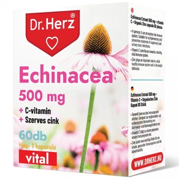 Dr. Herz Echinacea 500 mg+C-vitamin+Szerves Cink kapszula 60db