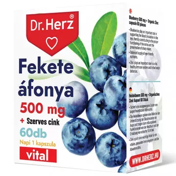 Dr. Herz Fekete Áfonya 500 mg + Szerves Cink kapszula 60db