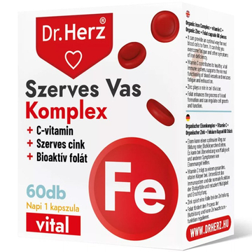 Dr. Herz Szerves Vas komplex+C-vitamin+Szerves Cink+Folát kapszula 60db