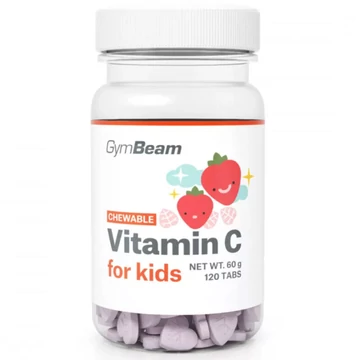 GymBeam C-vitamin eper ízű rágótabletta gyerekeknek 120db