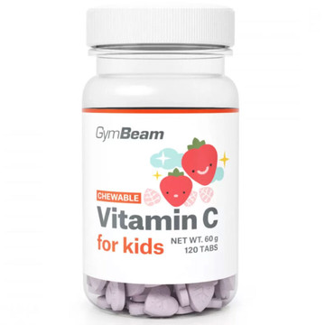 GymBeam C-vitamin eper ízű rágótabletta gyerekeknek 120db