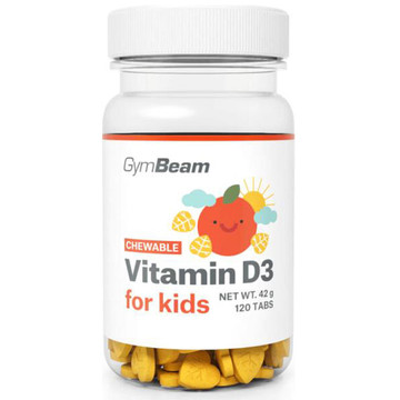 GymBeam D3-vitamin narancs ízű rágótabletta gyerekeknek 120db
