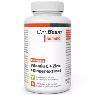 GymBeam C-vitamin+Cink+Gyömbérkivonat rágótabletta 90db