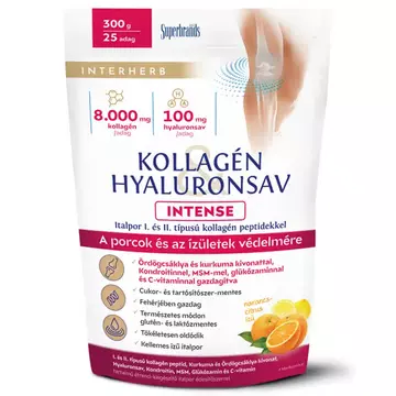 Interherb Kollagén & Hialuronsav Intense porcépítő narancs-citrus ízű italpor 300g