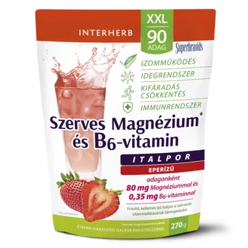 Interherb XXL Szerves Magnézium+B6 epres italpor 270g