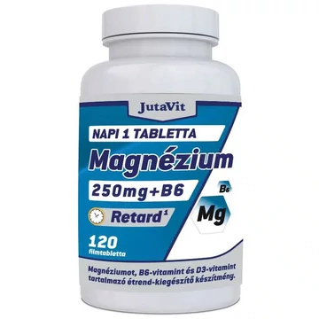 JutaVit Magnézium 250mg+B6+D3-vitamin RETARD tabletta 120db