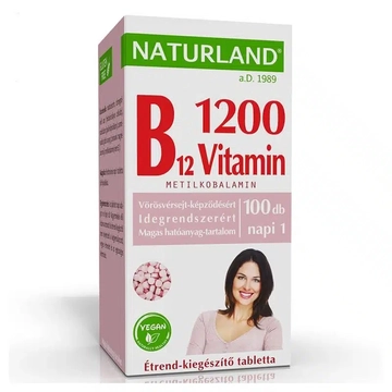 Naturland B12-vitamin 1200µg tabletta 100db