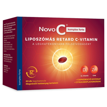 Novo C Komplex Forte Liposzómális RETARD C-vitamin+D3+Cink gélkapszula 60db