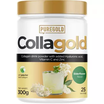 Pure Gold CollaGold Marha és Hal kollagén italpor hialuronsavval bodza 300g
